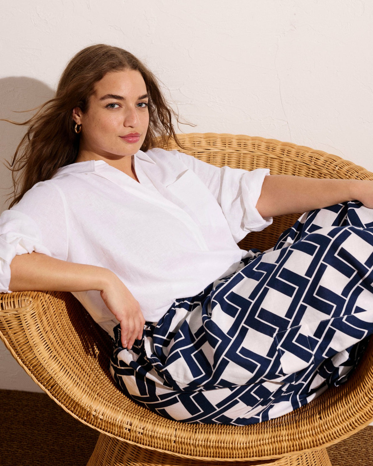 Palazzo Cargo Linen Blend Pant - Geometrica Print | Universal Standard
