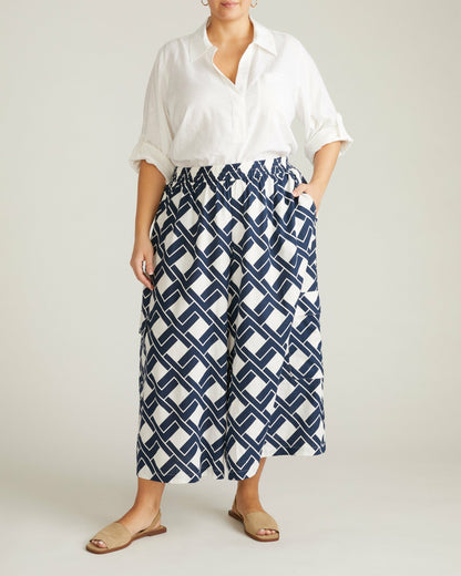 Palazzo Cargo Linen Blend Pant - Geometrica Print | Universal Standard