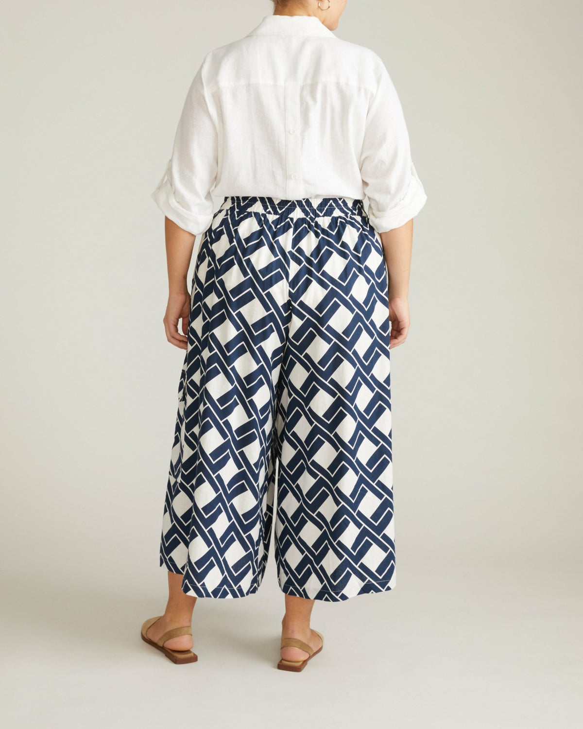 Palazzo Cargo Linen Blend Pant - Geometrica Print | Universal Standard