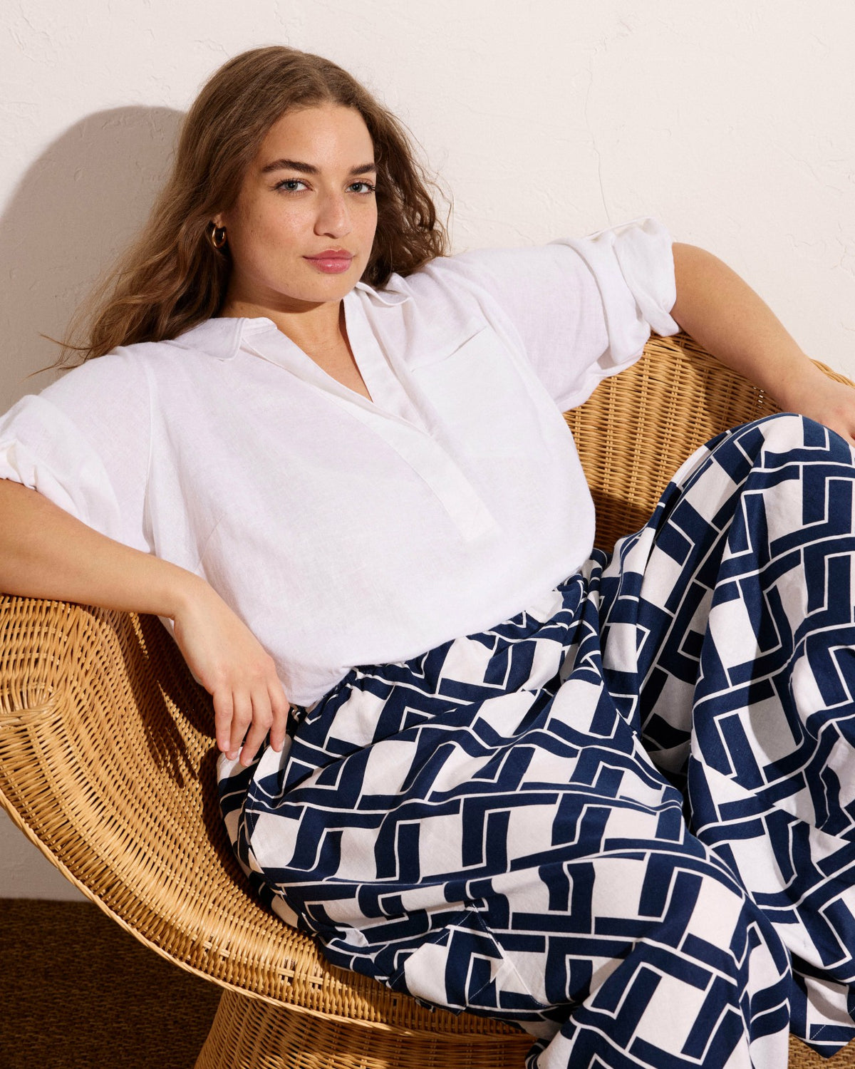 Palazzo Cargo Linen Blend Pant - Geometrica Print | Universal Standard