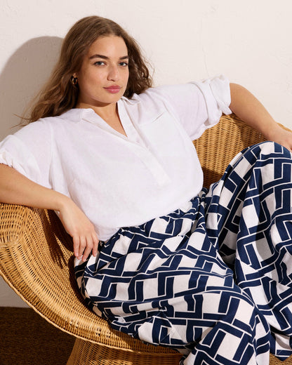 Palazzo Cargo Linen Blend Pant - Geometrica Print | Universal Standard