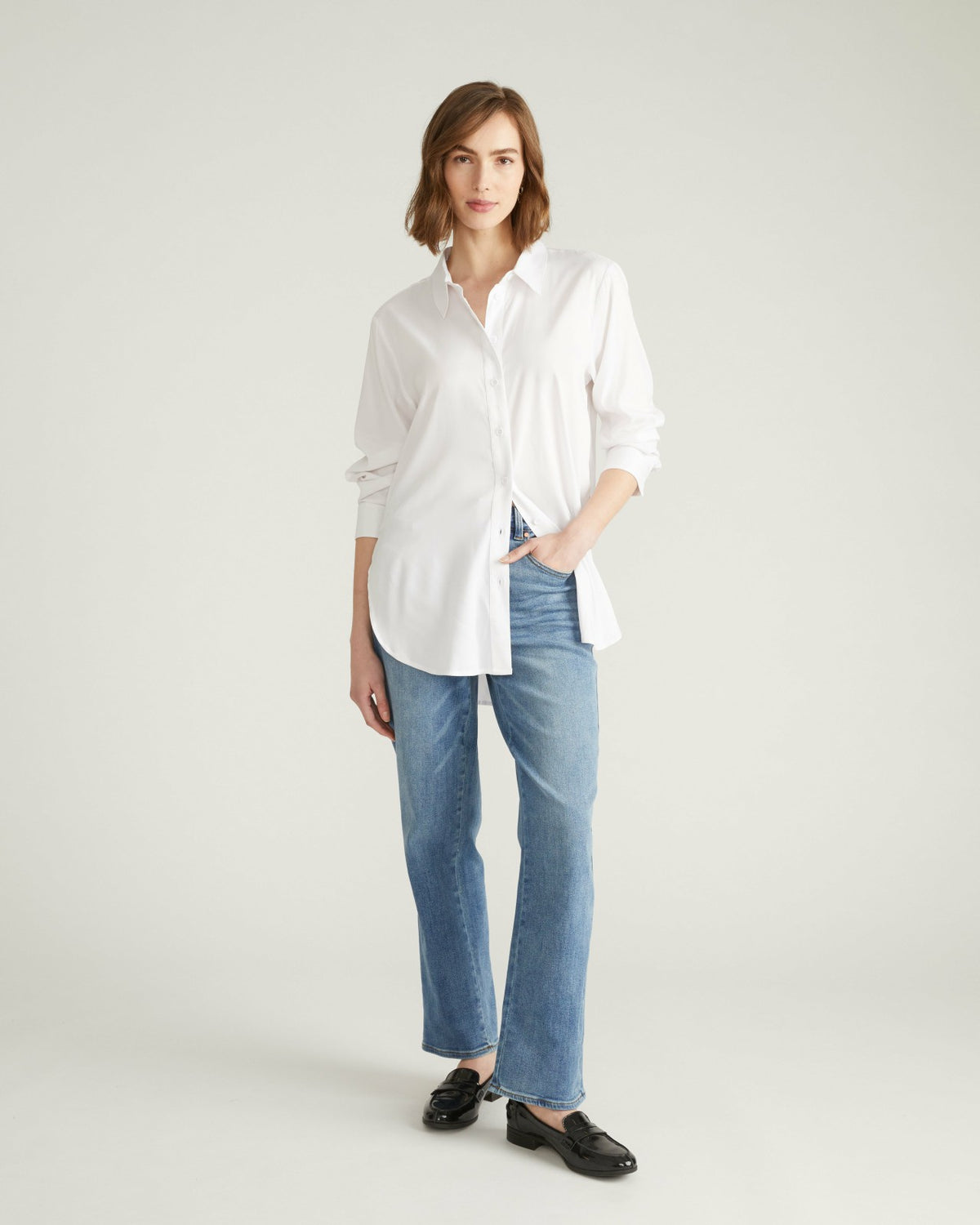 Etta High Rise Straight Leg Jeans 31 Inch - Distressed Washed Indigo | Universal Standard