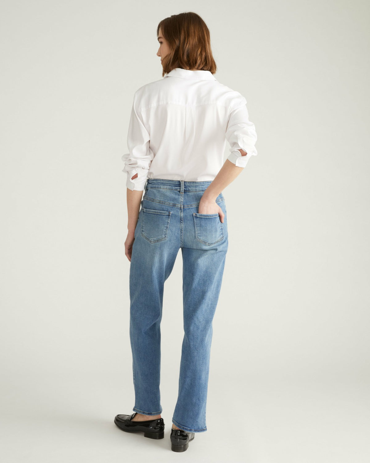 Etta High Rise Straight Leg Jeans 31 Inch - Distressed Washed Indigo | Universal Standard