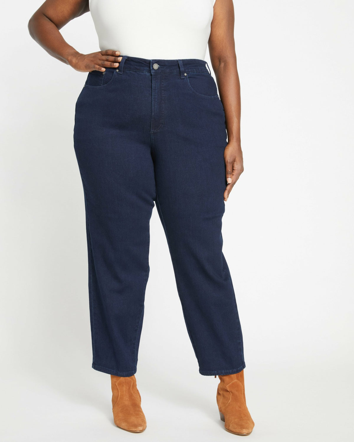 Dylan High Rise Tapered Jeans 29 Inch - Dark Indigo | Universal Standard
