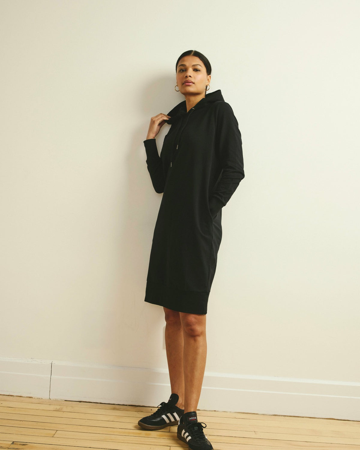 Bree Hooded Sweatshirt Dress - Black | Universal Standard