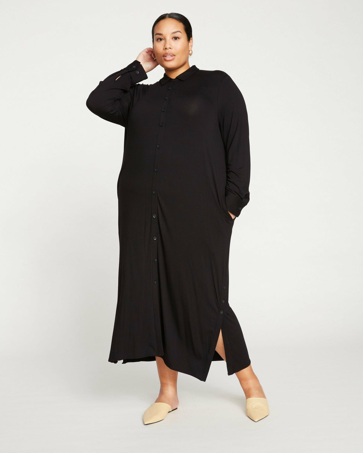 Sally Liquid Jersey Shirt Dress - Black | Universal Standard