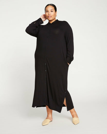 Sally Liquid Jersey Shirt Dress - Black | Universal Standard