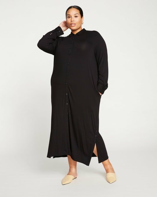 Sally Liquid Jersey Shirt Dress - Black | Universal Standard