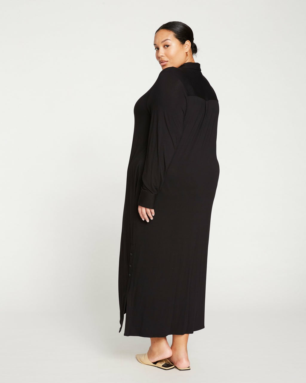 Sally Liquid Jersey Shirt Dress - Black | Universal Standard