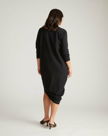 Iconic Long Sleeve V-Neck Geneva Dress - Black | Universal Standard