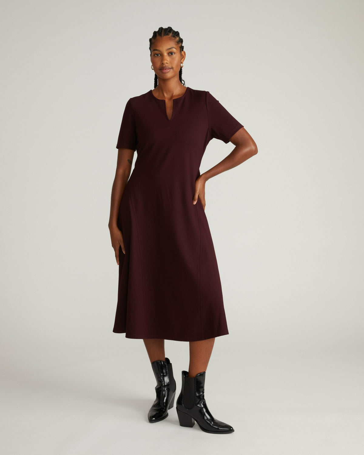 Saskia Ponte Dress - Black Cherry | Universal Standard