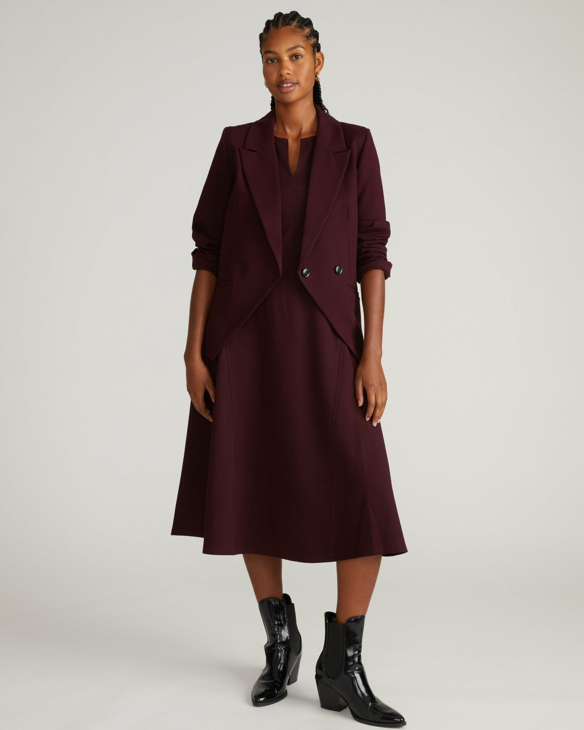 Saskia Ponte Dress - Black Cherry | Universal Standard