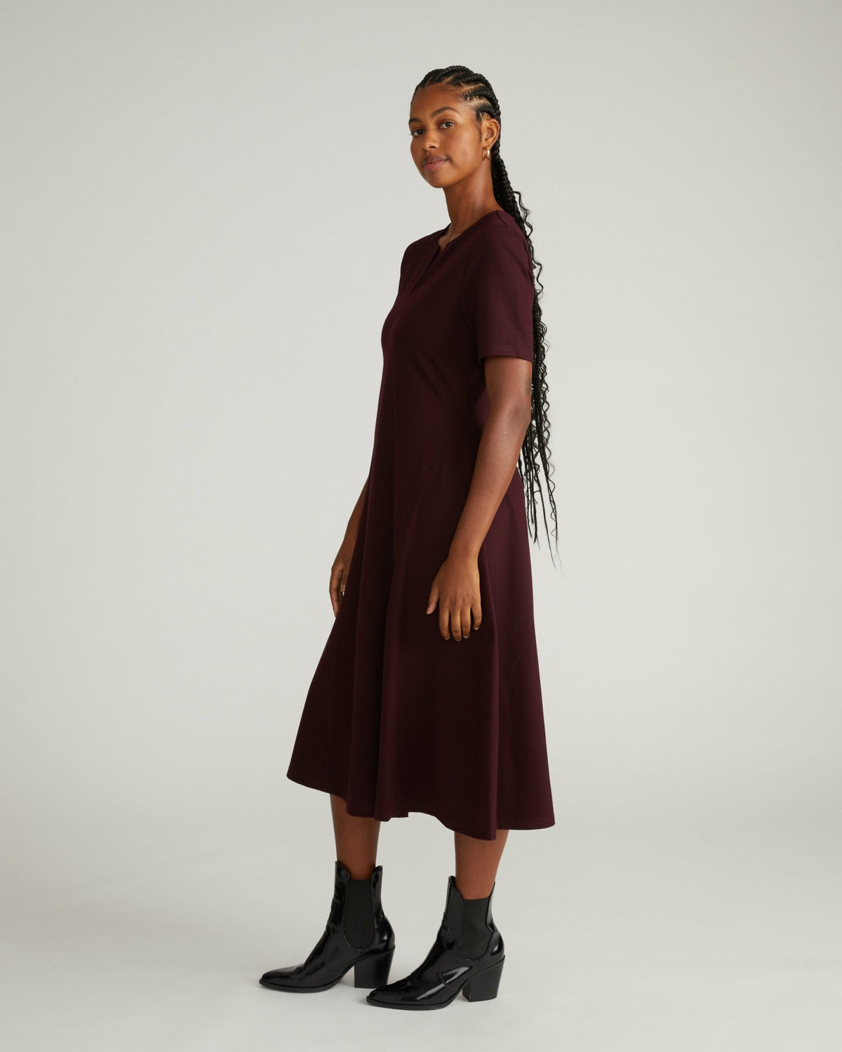 Saskia Ponte Dress - Black Cherry | Universal Standard
