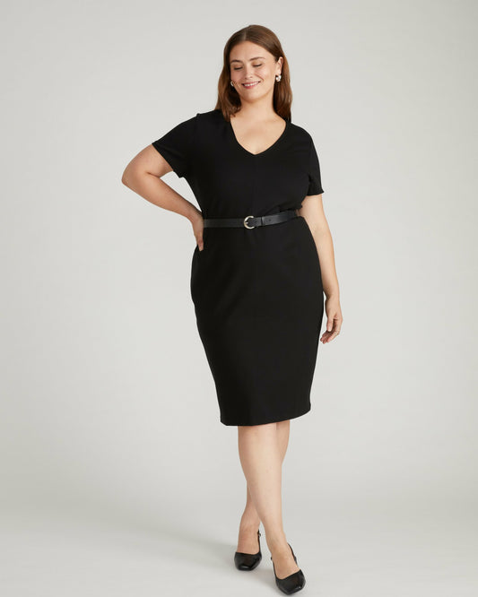 Executive V Neck Ponte Dress - Black | Universal Standard