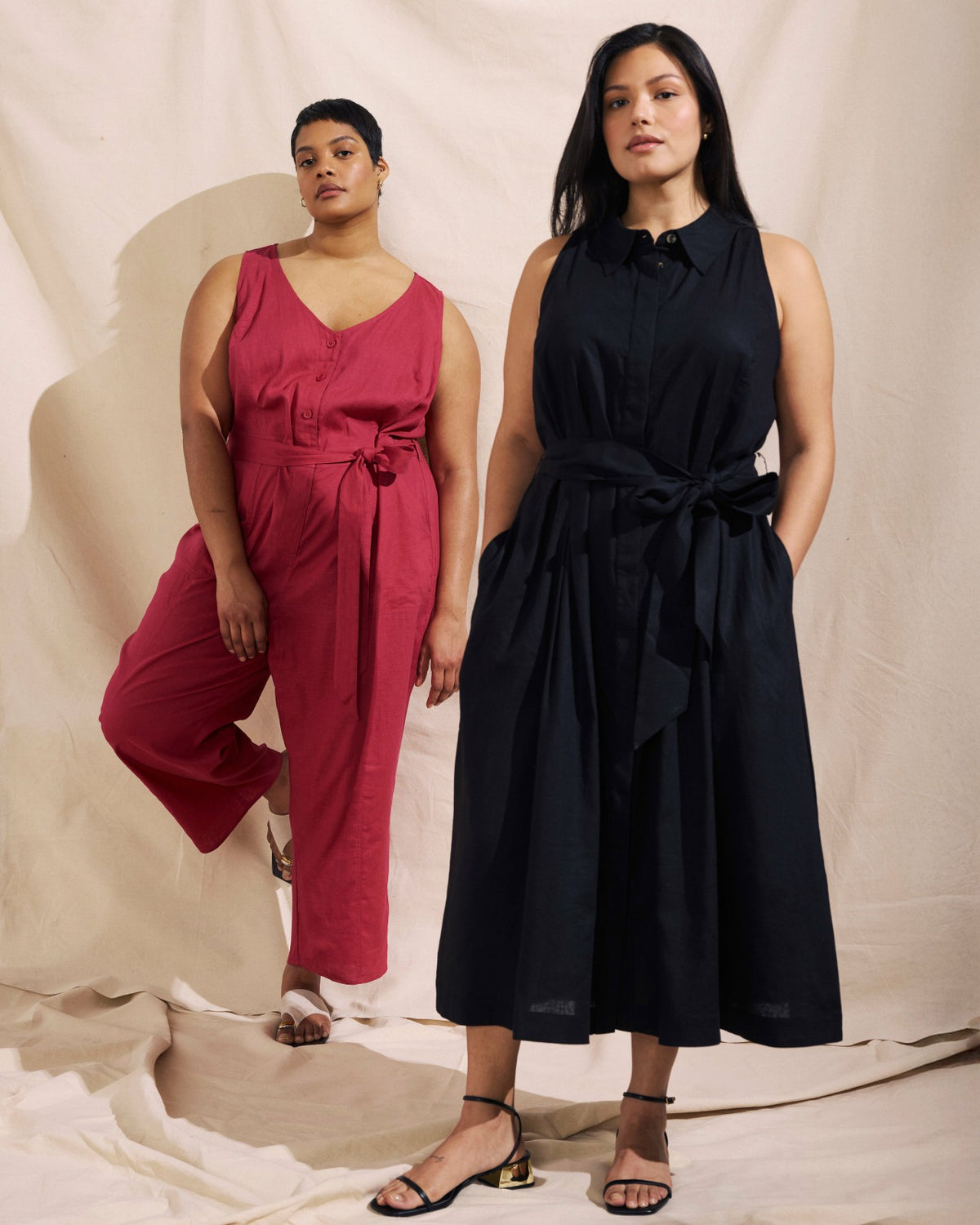 Adelaide Linen Blend Shirtdress - Black | Universal Standard