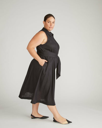 Adelaide Linen Blend Shirtdress - Black | Universal Standard