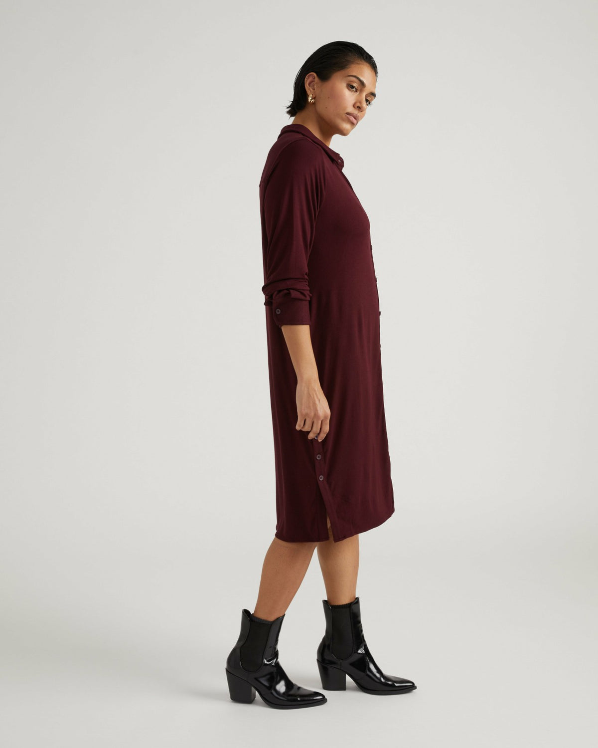 Marcie Liquid Jersey Dress - Black Cherry | Universal Standard