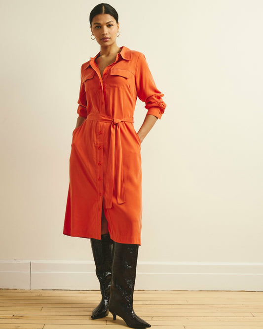 Cooling Stretch Cupro Savannah Dress - Orange Flame | Universal Standard