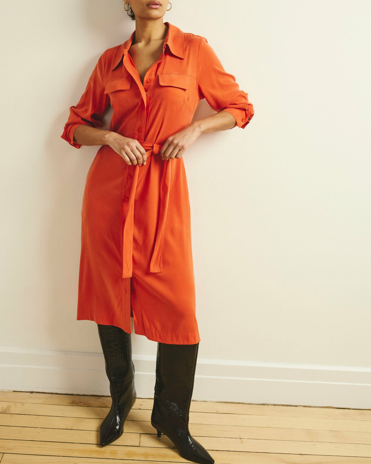 Cooling Stretch Cupro Savannah Dress - Orange Flame | Universal Standard