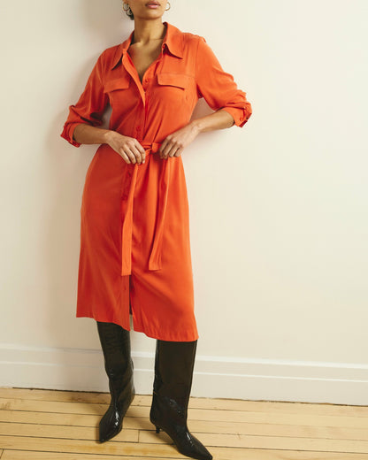 Cooling Stretch Cupro Savannah Dress - Orange Flame | Universal Standard