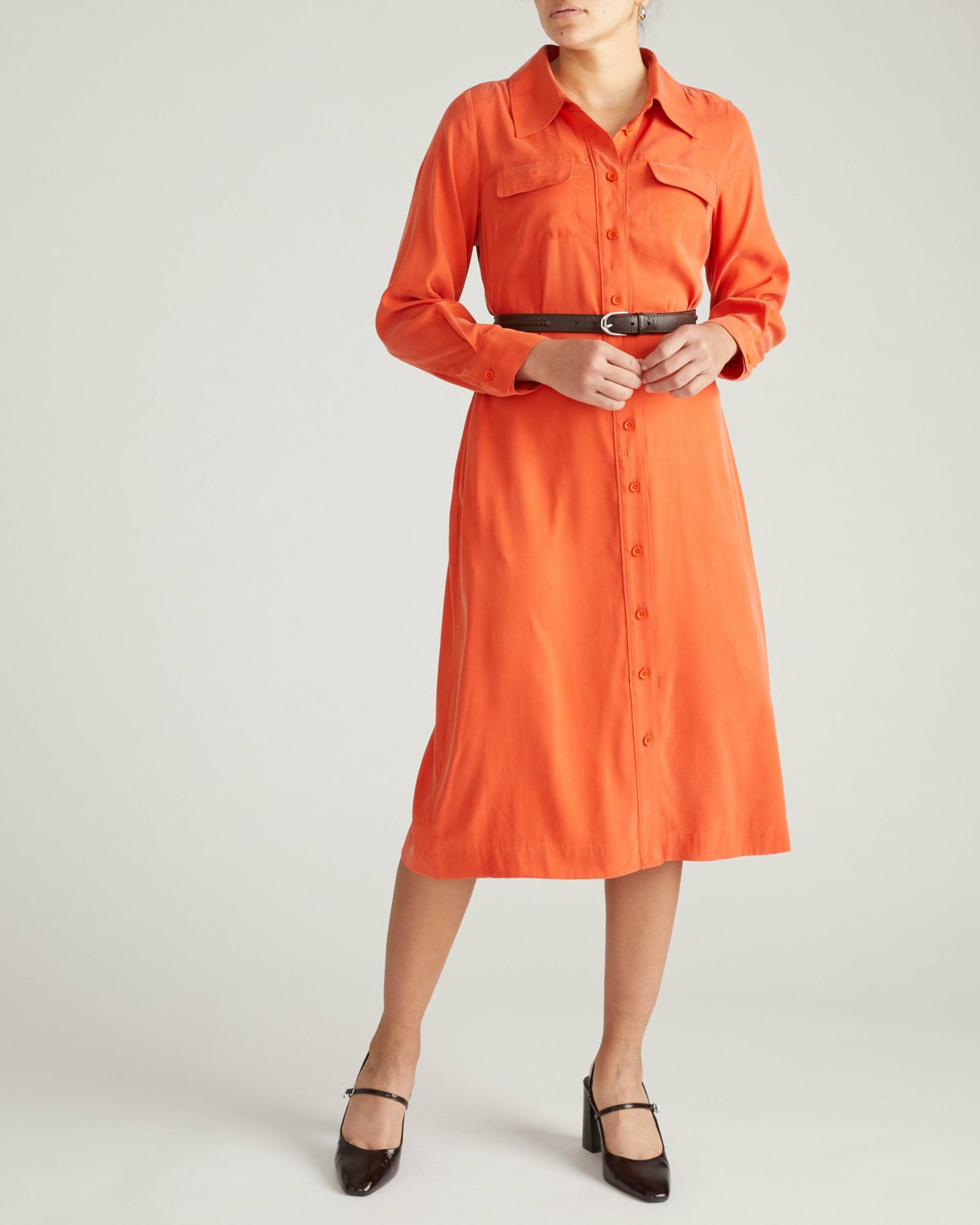 Cooling Stretch Cupro Savannah Dress - Orange Flame | Universal Standard
