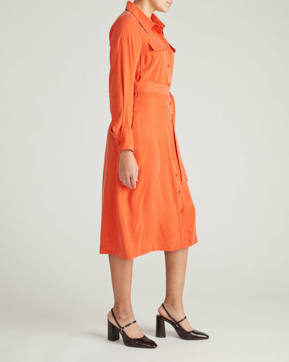 Cooling Stretch Cupro Savannah Dress - Orange Flame | Universal Standard