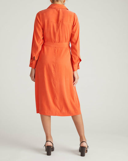 Cooling Stretch Cupro Savannah Dress - Orange Flame | Universal Standard