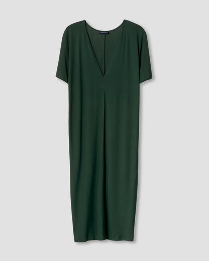 Teresa Liquid Jersey V-Neck Dress - Forest Green | Universal Standard
