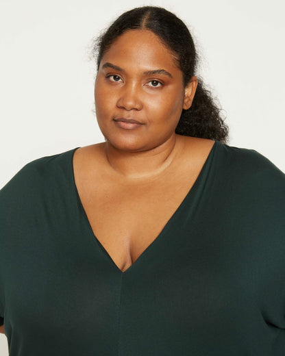 Teresa Liquid Jersey V-Neck Dress - Forest Green | Universal Standard