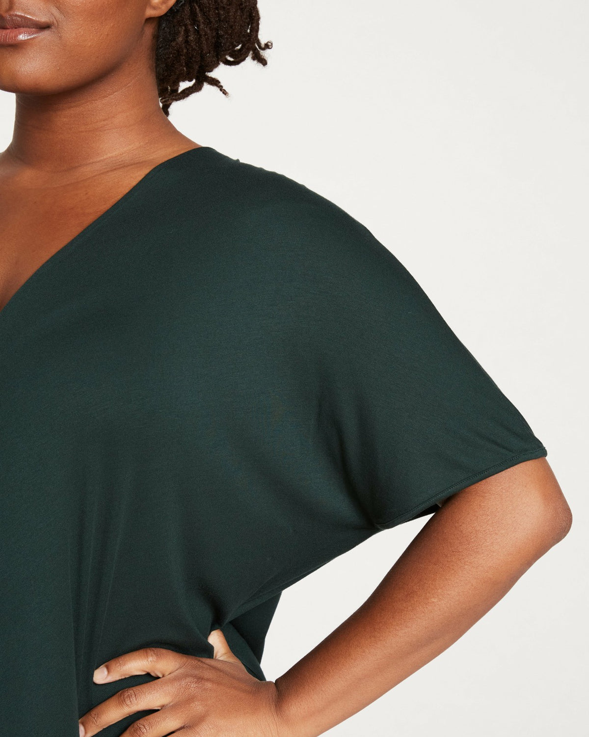 Teresa Liquid Jersey V-Neck Dress - Forest Green | Universal Standard