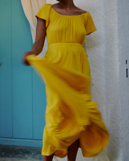 Kahlo Liquid Jersey Dress - Golden Hour | Universal Standard