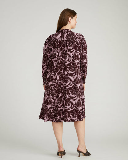 Gramercy Liquid Jersey Dress - Rose Print in Black Cherry | Universal Standard