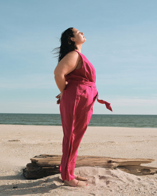 Matilda Linen Blend Jumpsuit - Cerise | Universal Standard