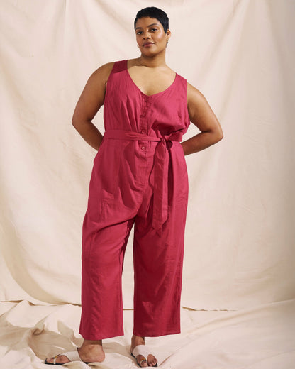 Matilda Linen Blend Jumpsuit - Cerise | Universal Standard