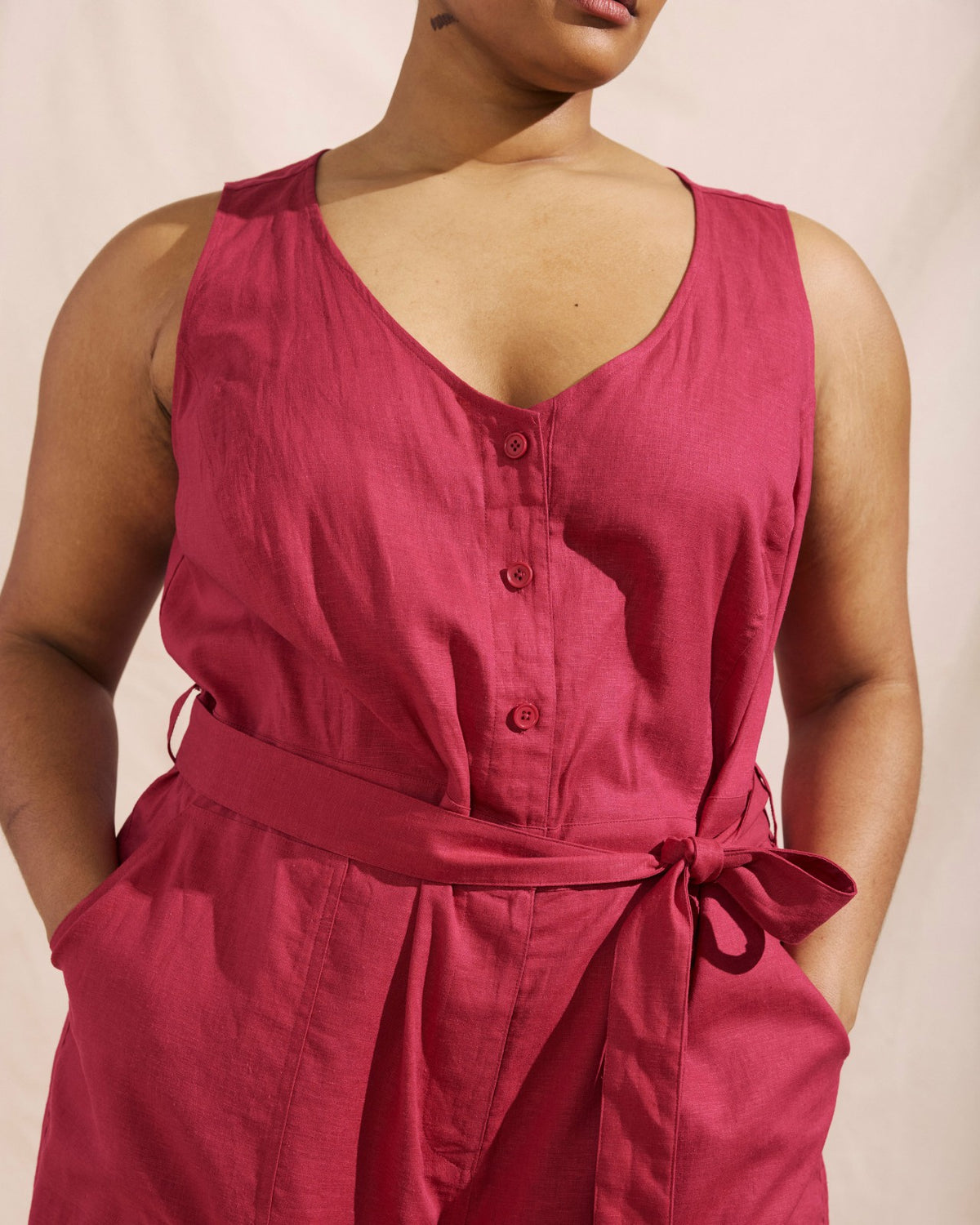Matilda Linen Blend Jumpsuit - Cerise | Universal Standard