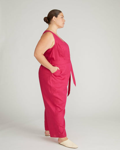 Matilda Linen Blend Jumpsuit - Cerise | Universal Standard