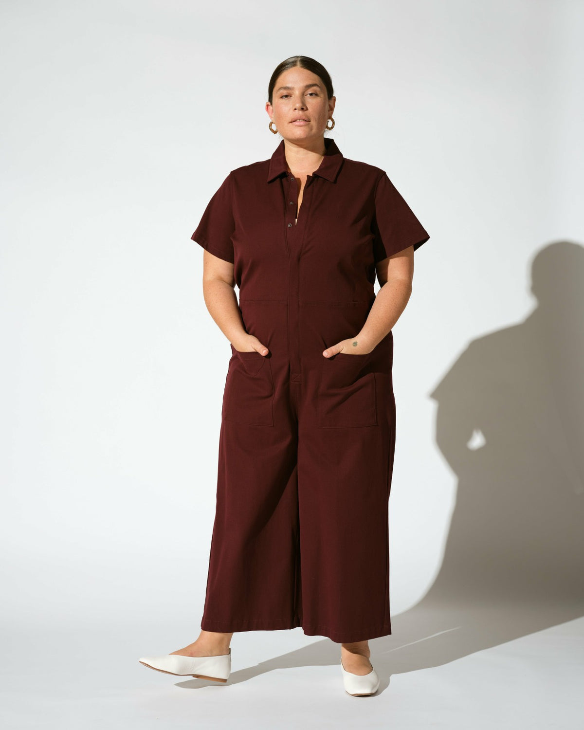 Kate Stretch Cotton Twill Jumpsuit - Black Cherry | Universal Standard