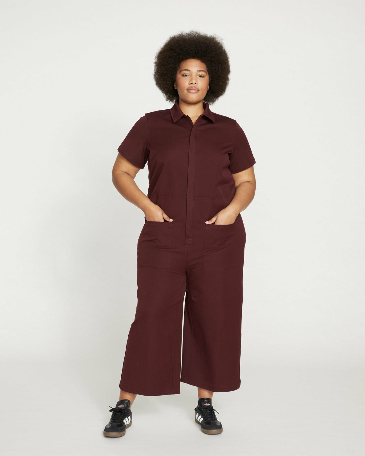 Kate Stretch Cotton Twill Jumpsuit - Black Cherry | Universal Standard