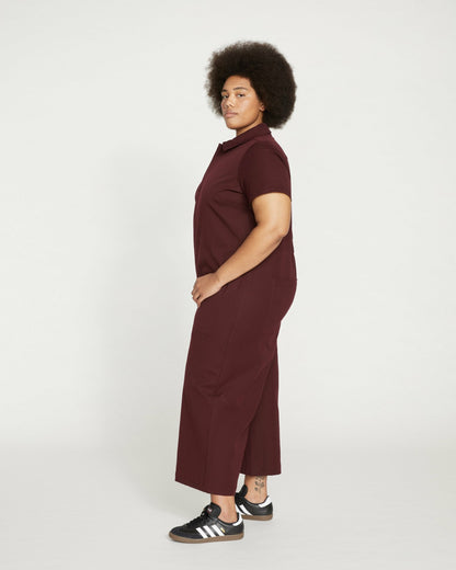 Kate Stretch Cotton Twill Jumpsuit - Black Cherry | Universal Standard