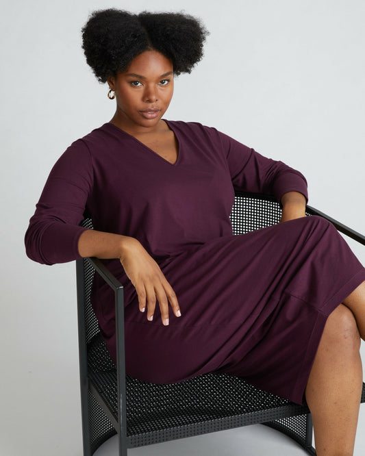 Iconic Long Sleeve V-Neck Geneva Dress - Acai | Universal Standard