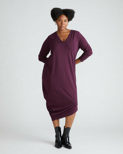 Iconic Long Sleeve V-Neck Geneva Dress - Acai | Universal Standard