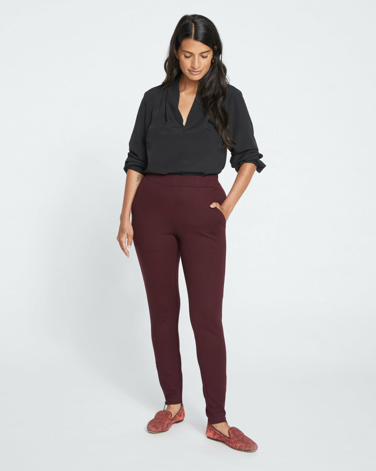 Moro Pocket Signature Ponte Pants - Black Cherry | Universal Standard