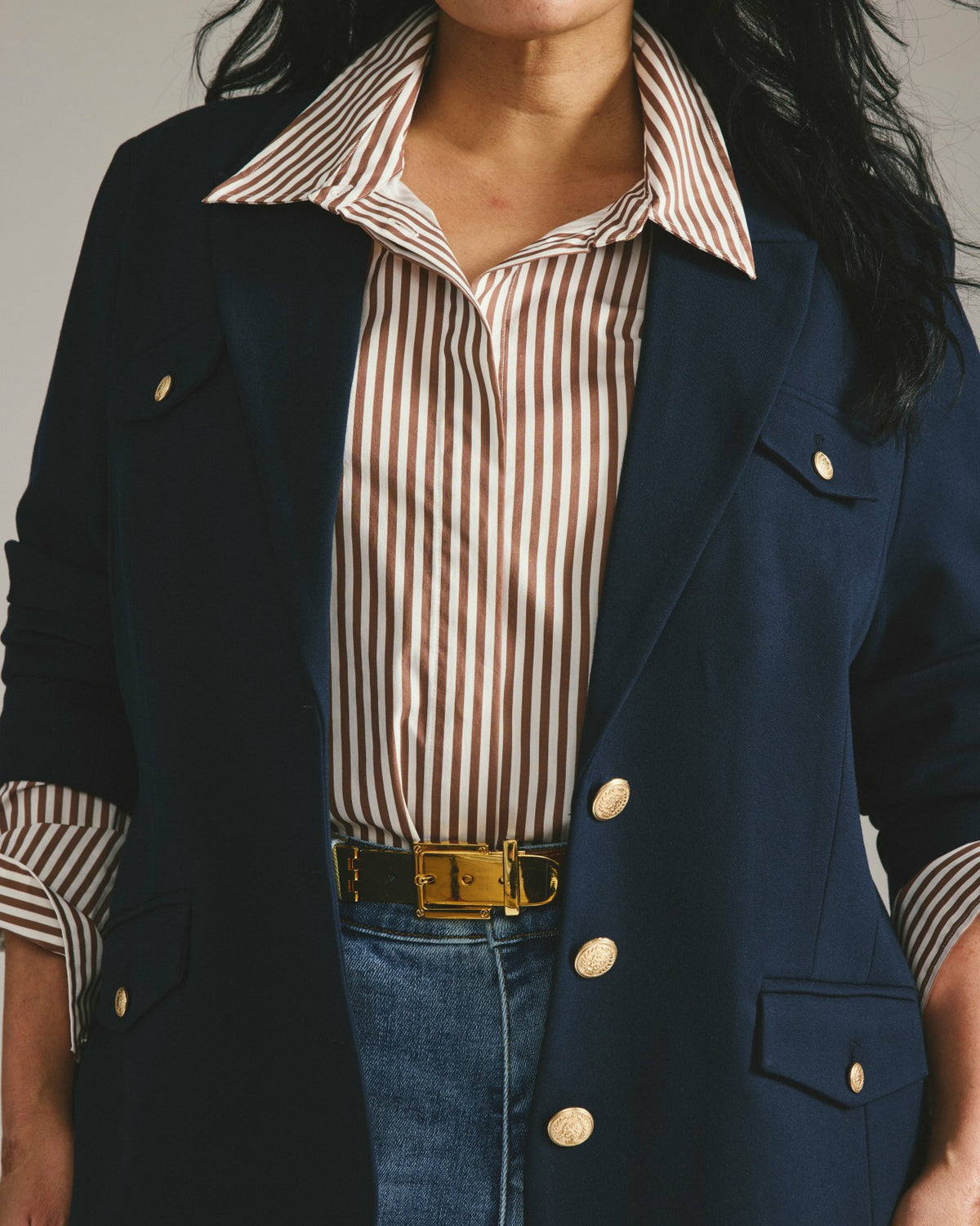 4 Pocket Ponte Blazer - Navy with Gold Buttons | Universal Standard