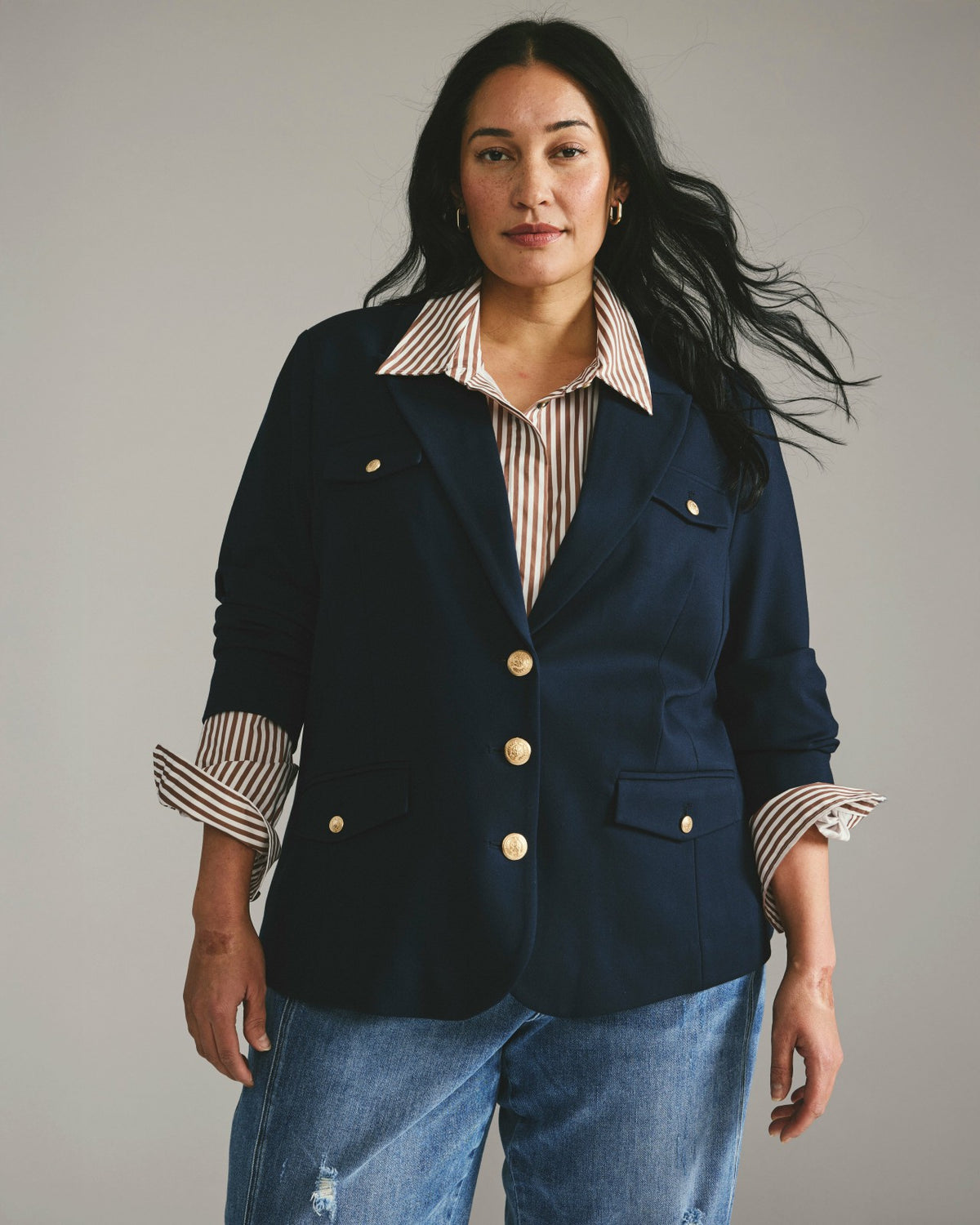 4 Pocket Ponte Blazer - Navy with Gold Buttons | Universal Standard