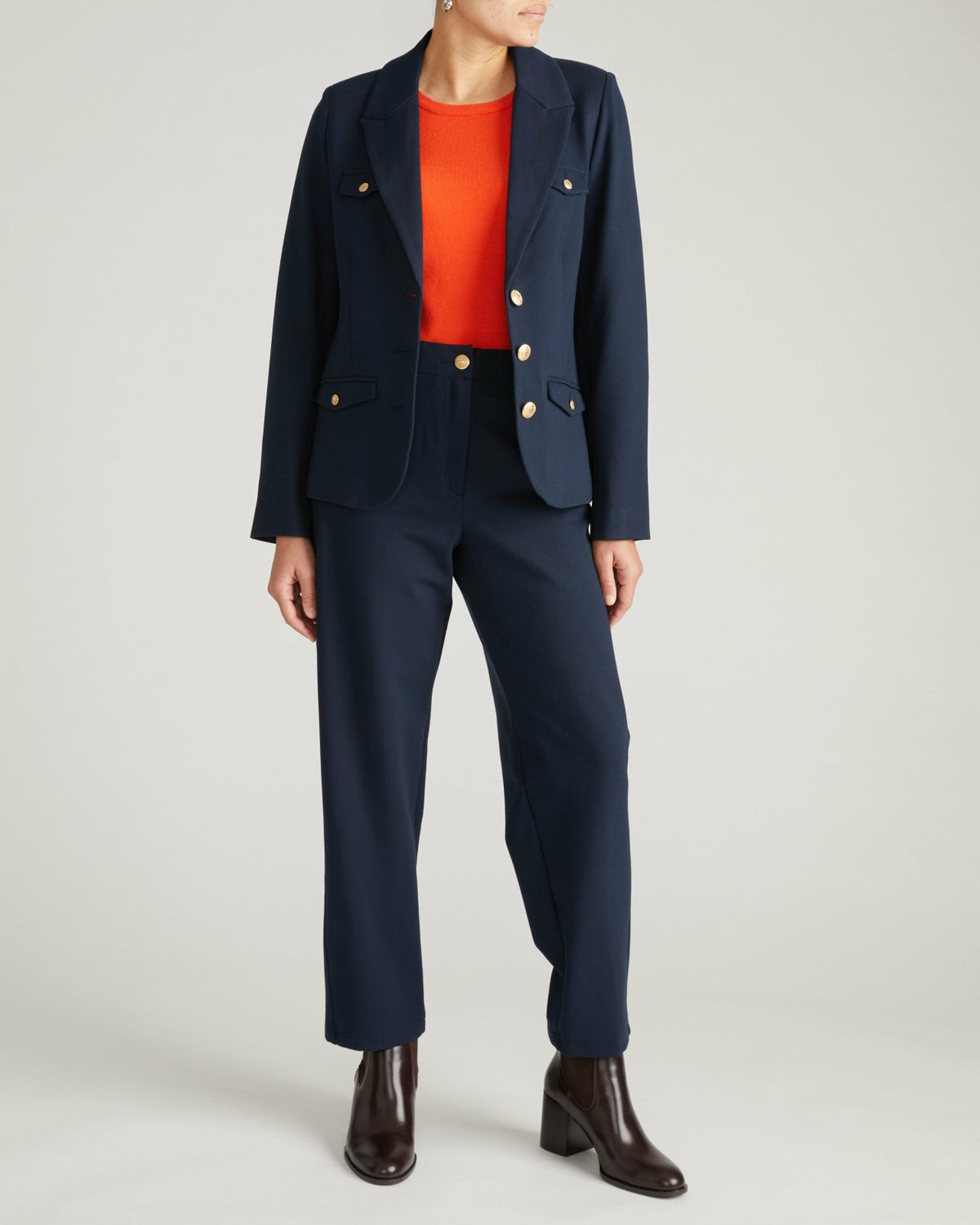 4 Pocket Ponte Blazer - Navy with Gold Buttons | Universal Standard
