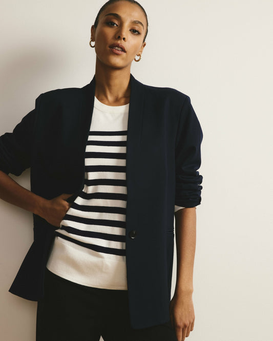 Lennox Collarless Ponte Blazer - Navy | Universal Standard