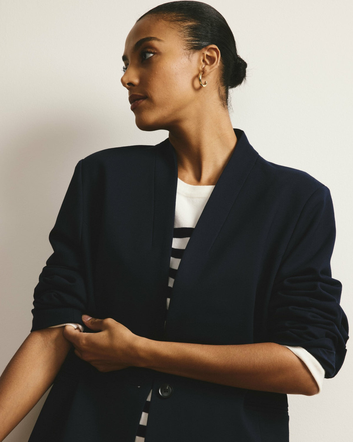 Lennox Collarless Ponte Blazer - Navy | Universal Standard