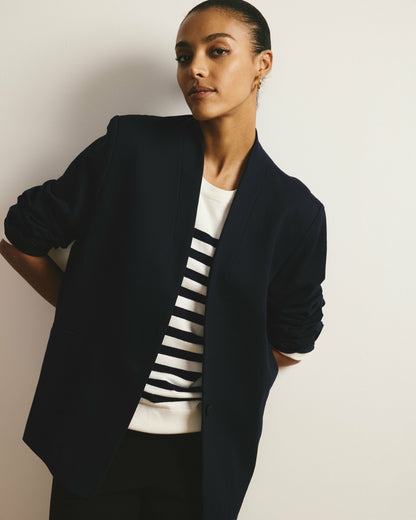 Lennox Collarless Ponte Blazer - Navy | Universal Standard