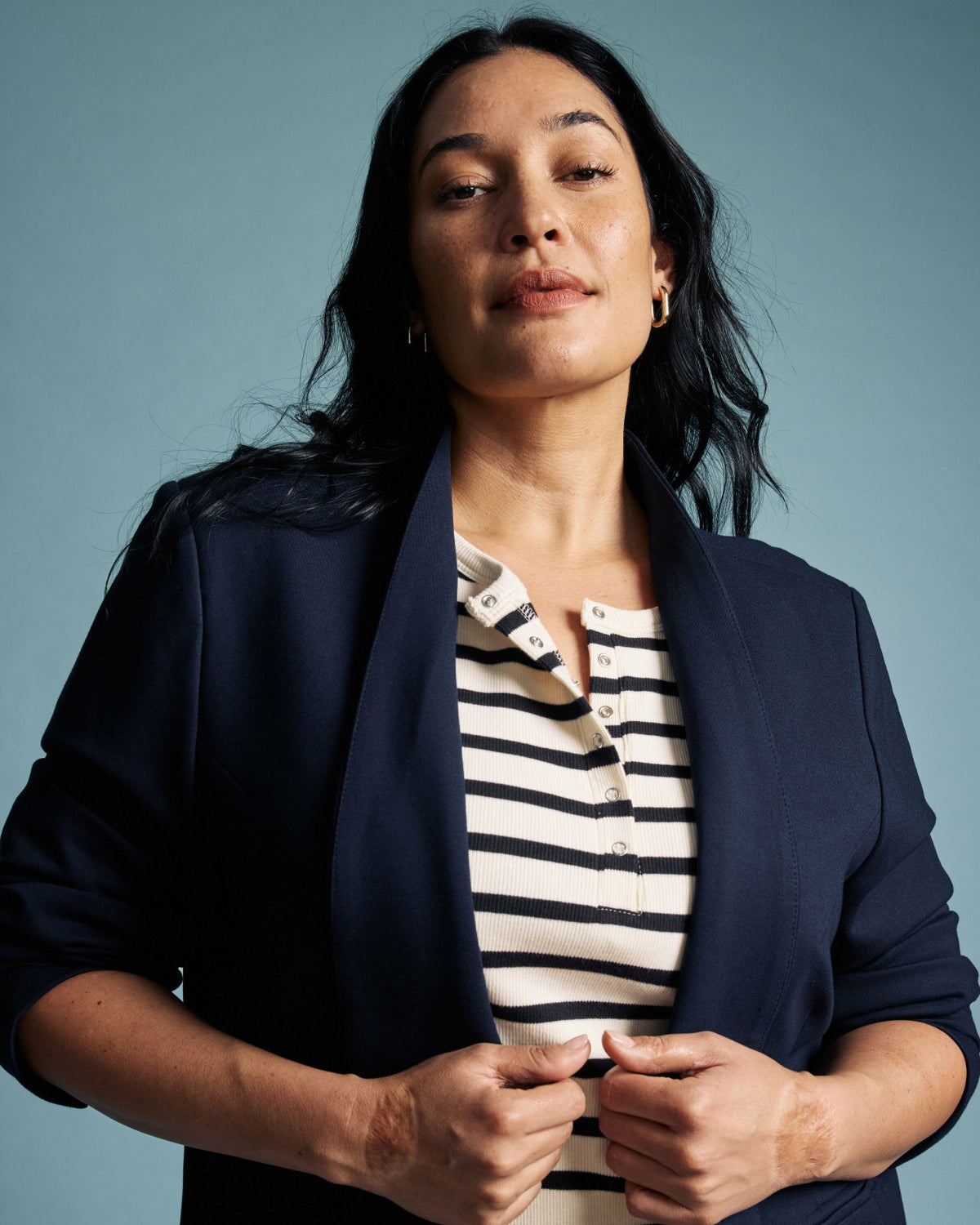 Lennox Collarless Ponte Blazer - Navy | Universal Standard