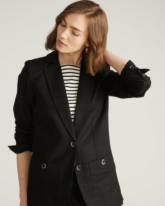Coastal Linen Blend Blazer - Black | Universal Standard